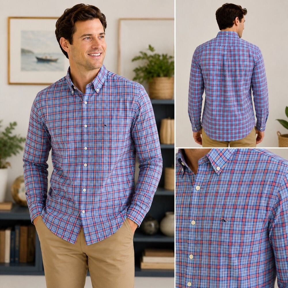 Vineyard Vines Shirt Mens Size XL Button Up Slim Fit Tucker Colorblock Stripe